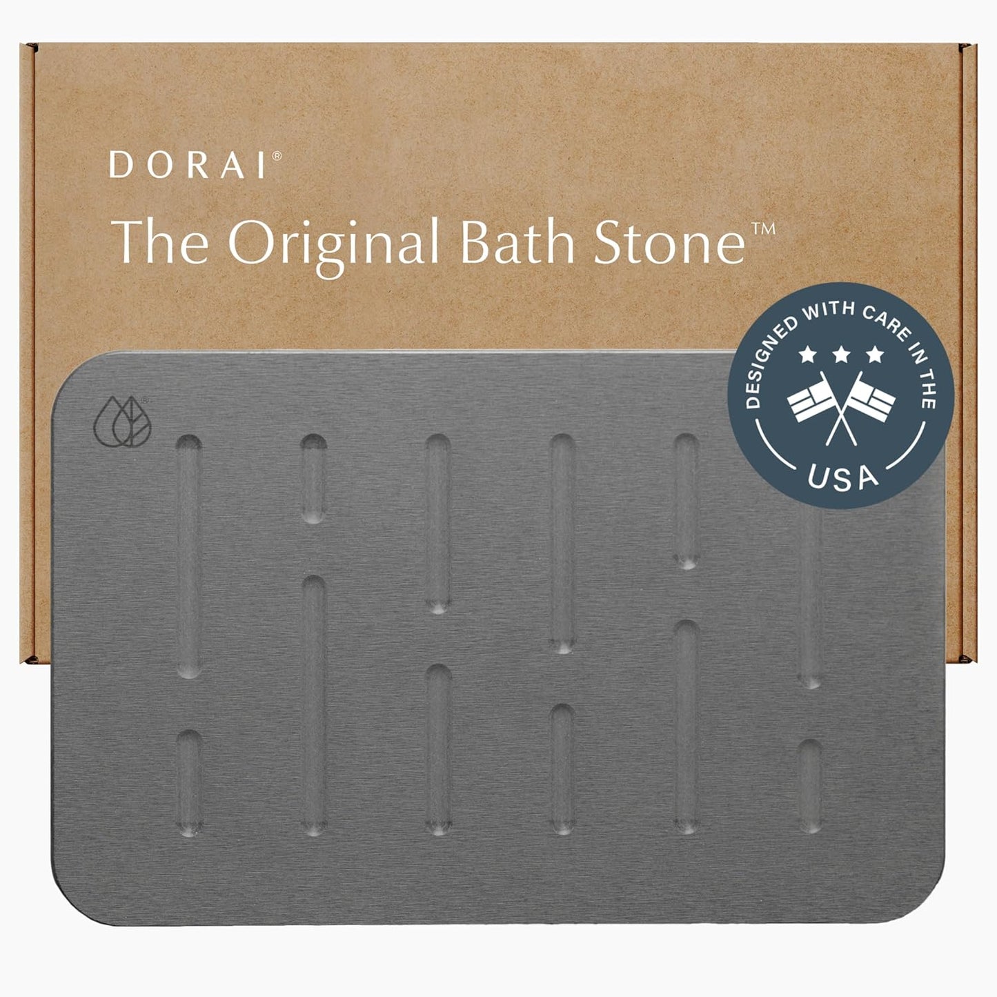 Dorai Home Bath Stone – Luxury Quick-Drying Stone Bath Mat, Non-Slip Surface, Rubberized Bottom Pad, Rain Slate