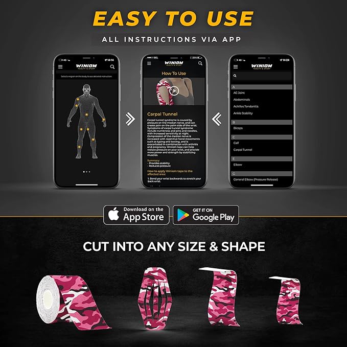 Kinesiology Tape-Incredible Support for Athletic Sports and Recovery + Free Taping Guide-Uncut 2 inch 50 feet Roll (Wild Pink Camo + Free Taping Guide, Pack of 1)