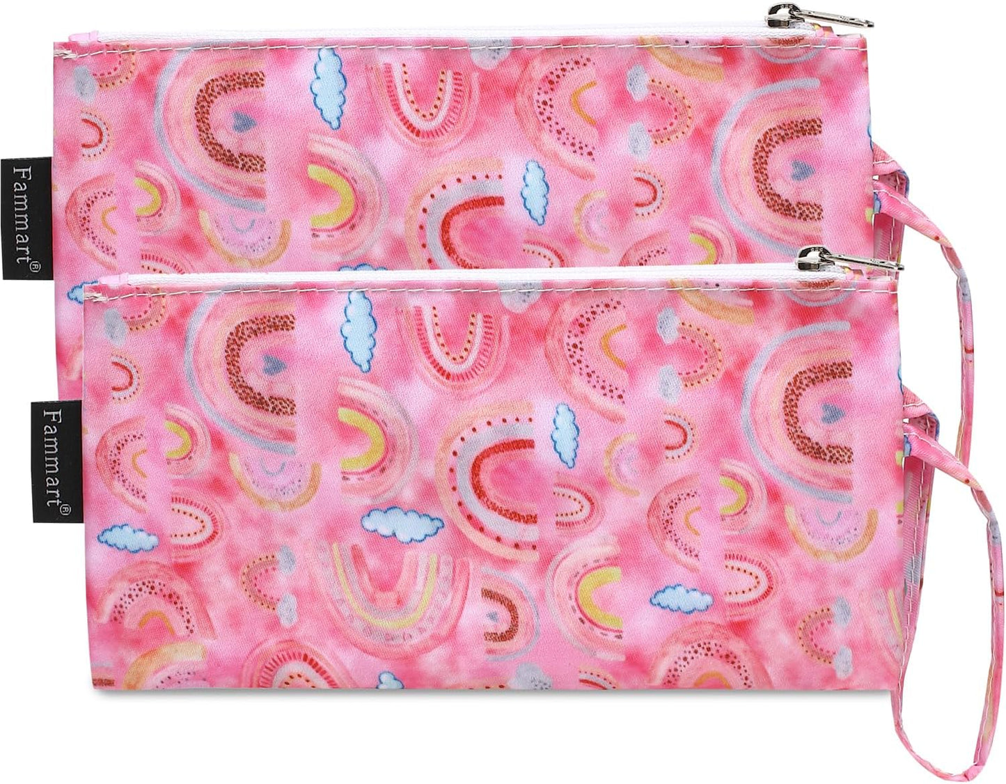 Reusable Sandwich Bag/Snack Bag for Kids & Adults, Dual Layer Lunch Bag with Handle, Washable, Food Safe, BPA Free (2-Pack, Rainbow)