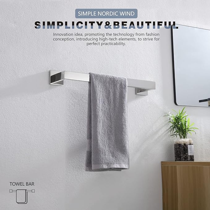 KOKOSIRI 16-Inch Towel Bar T-304 Stainless 2 Pack, B4003CH-L16-P2