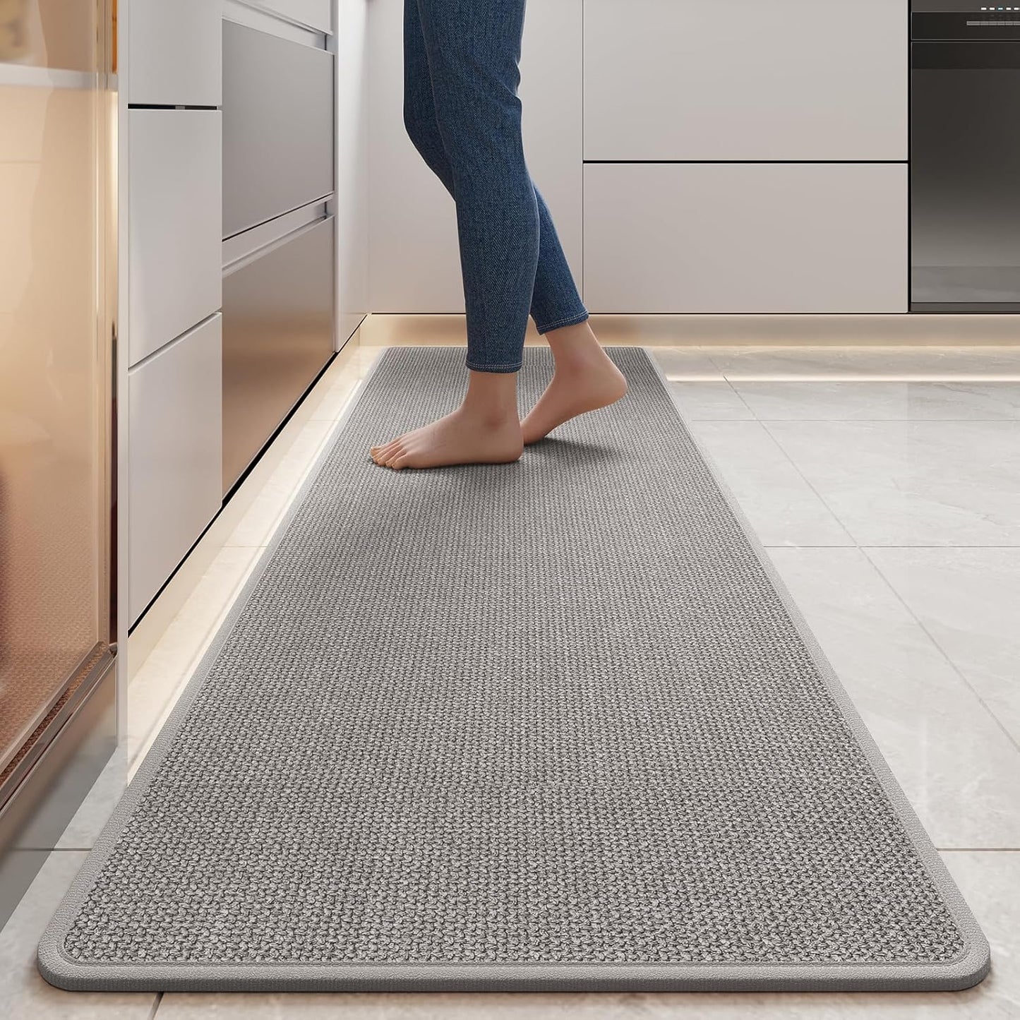 Water and Oil Absorbent Runner Rugs for Kitchen, Kitchen Mat in Front of Sink,Non-Slip Kitchen Rugs,Durable Imitation Linen Kitchen Mats，Kitchen Rug Runner Washable， 17x59 Gray Kitchen Rugs