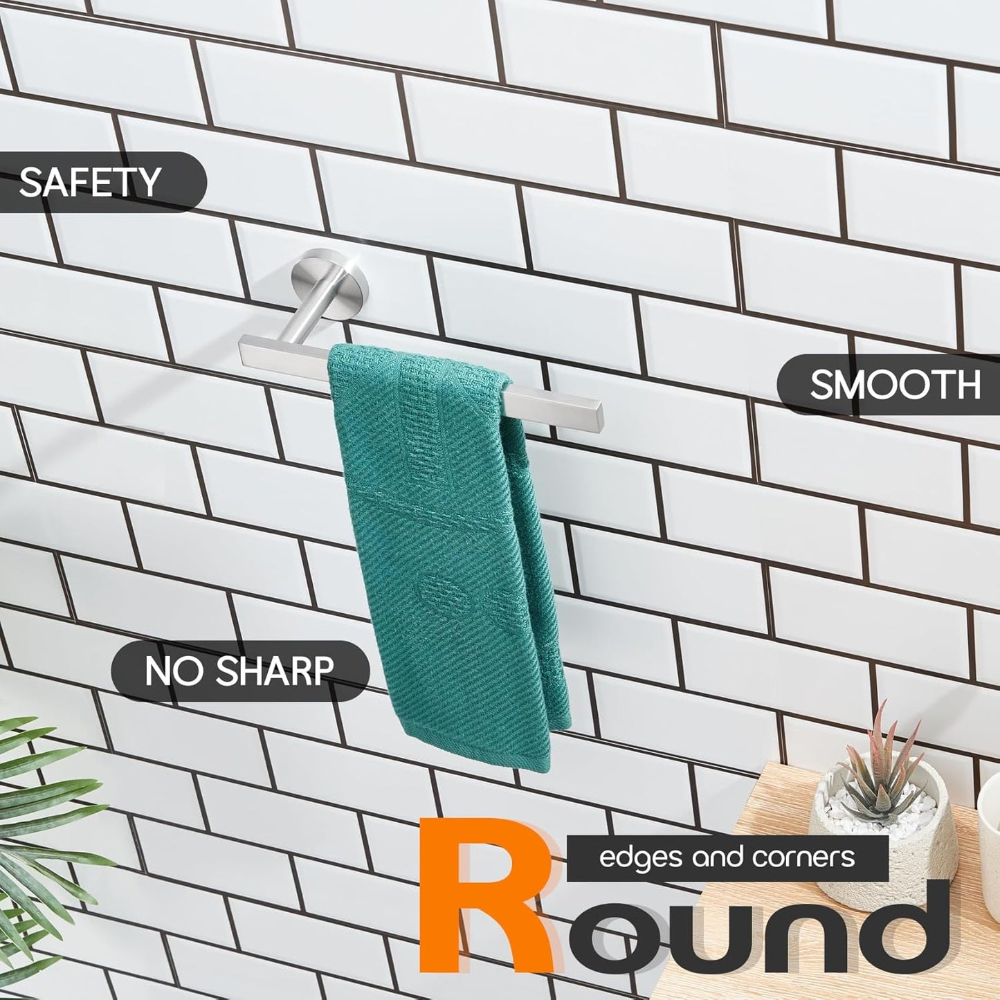 Bath Towel Rings Bathroom Towel Holder Modern Small Hand Towel Bars Stainless Steel Wall Mounted Brushed Nickel AN3001BR