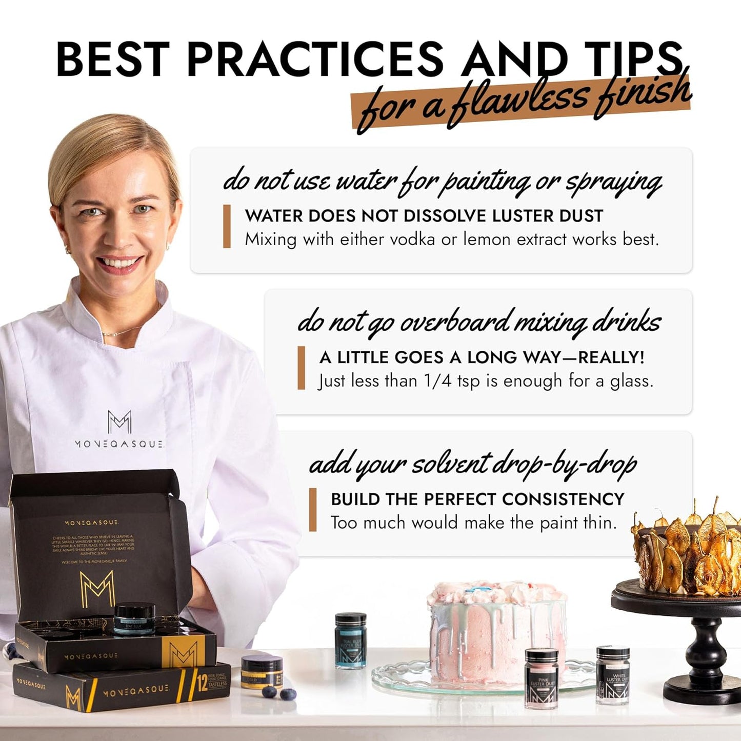 MONÉGASQUE Bronze Edible Glitter for Drinks 7g – Copper Edible Glitter for Cakes & Cocktails – Luster Dust for Drinks, Cocktail, & Chocolate – Drink Shimmering Bronze – Cake Decorations Sprinkles