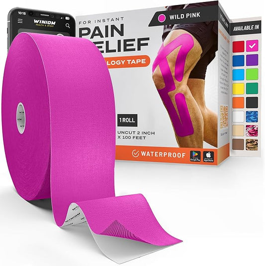 Kinesiology Tape-Incredible Support for Athletic Sports and Recovery + Free Taping Guide-Uncut 2 inch 100 feet Roll (Wild Pink + Free Taping Guide, Pack of 1)