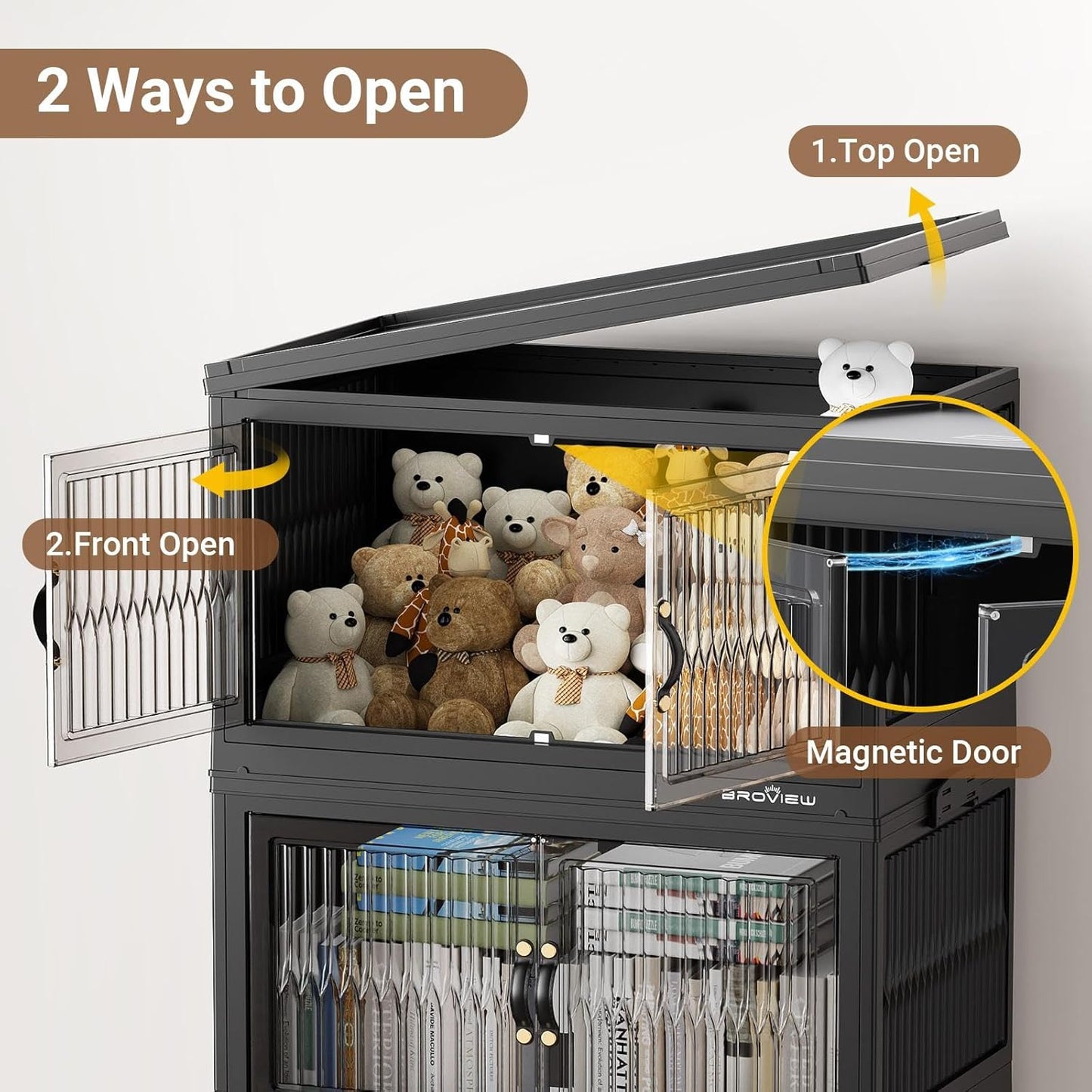 480Qt Stackable Storage Bins with 4 Lids, Extra Large Closet Organizer Collapsible Drawer Boxes with Wheels, Folding Plastic Cabinet Containers for Home Kitchen Room Organization, 4Pack Black