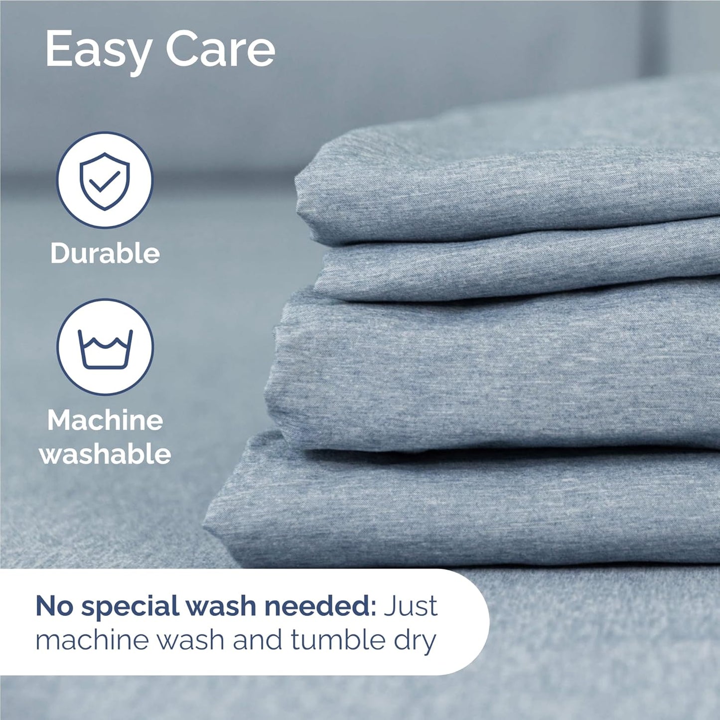 Twin XL Size 3 Piece Sheet Set - Comfy Breathable & Cooling Bed Sheets Set - Hotel Luxury Bedding for Women, Men, Kids, Teens, Boys & Girls - Deep Pockets and Wrinkle Free - Blue (Heathered Sheets)