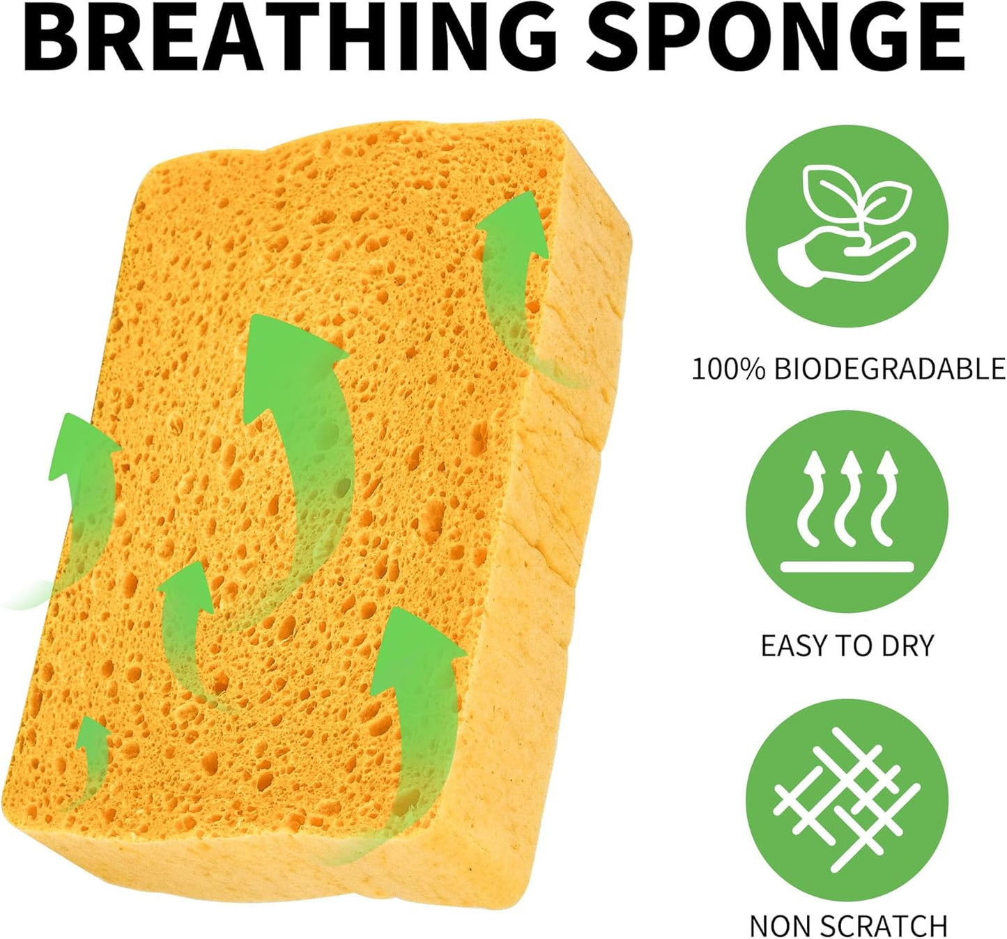4 Pack Compostable Pop-Up Sponges - Expanding, Non-Scratch, Plant-Based Dish Cellulose Sponges Car Wash Sponge