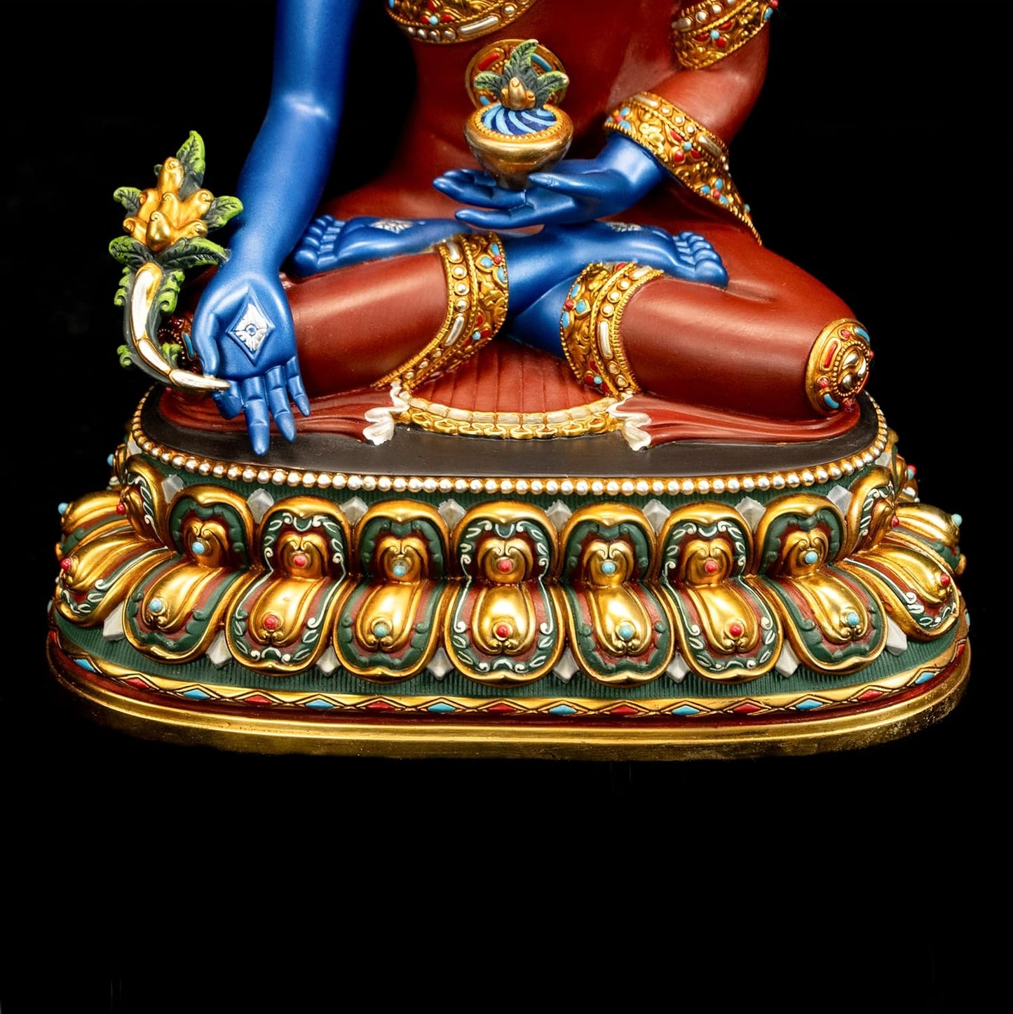 Medicine Buddha Statue Indoor, Handmade Copper Home Decor, Tibetan Buddhism, Hand-Painted Buddhist Budda (10.62", Bhaisajyaguru)