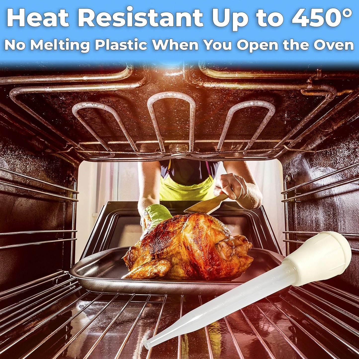 BPA Free, Pro Grade Turkey Baster 6 Pack. Extra Large 11 Inch Bulb Basters with Measuring Lines Perfect for Cooking Juicy, Tender Meat. Best Plastic Suction Basting Syringe, Kitchen Tools and Supplies