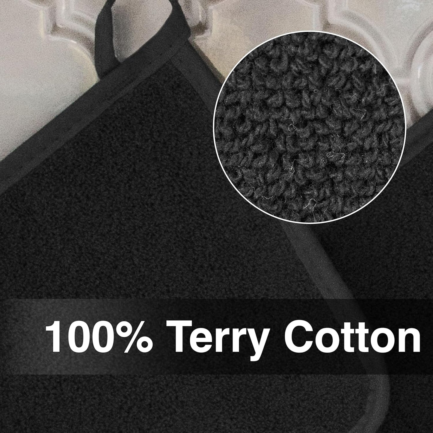 RITZ Terry Potholder & Hot Pad: Unparalleled Heat Resistant, Durable 100% Cotton – Ergonomically Designed for Optimal Grip – Easy-Care Machine Washable – 2-Pack, Black