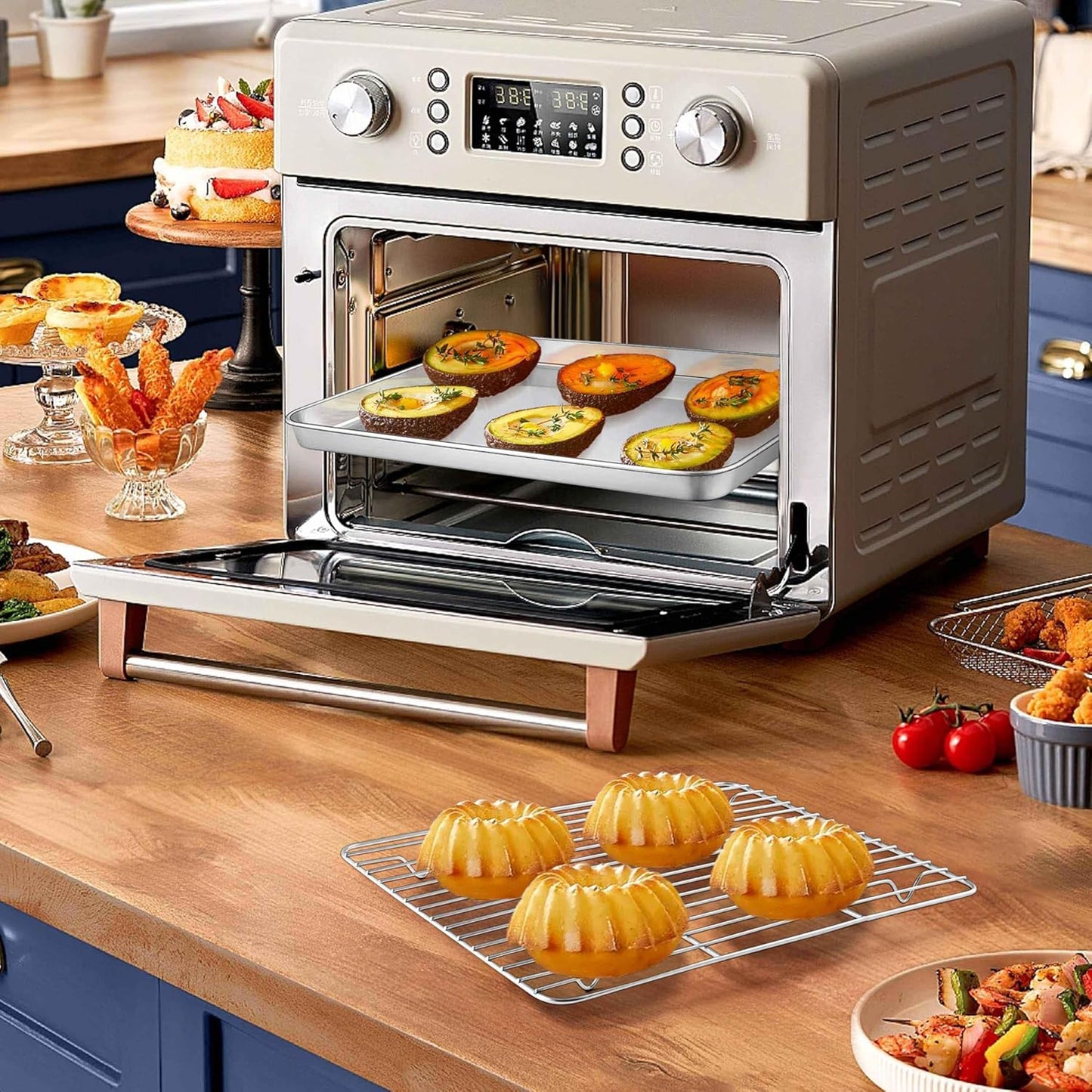 Homikit Baking Sheet with Wire Rack, 9 x 7 Inch Stainless Steel Cookie Sheets for Baking, Small Baking Pan with Cooling Rack, Nonstick Metal Mini Toaster Oven Bacon Tray, Rust Free & Dishwasher Safe