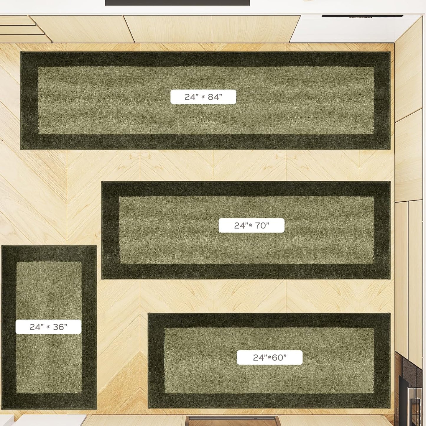 Machine Washable Runner Rug 24" x 70", Non Slip Kitchen Mat for Floor, Absorbent Entryway Rug for Kitchen, Bedroom, Hallway, Bathroom, Door (Roll Packing)