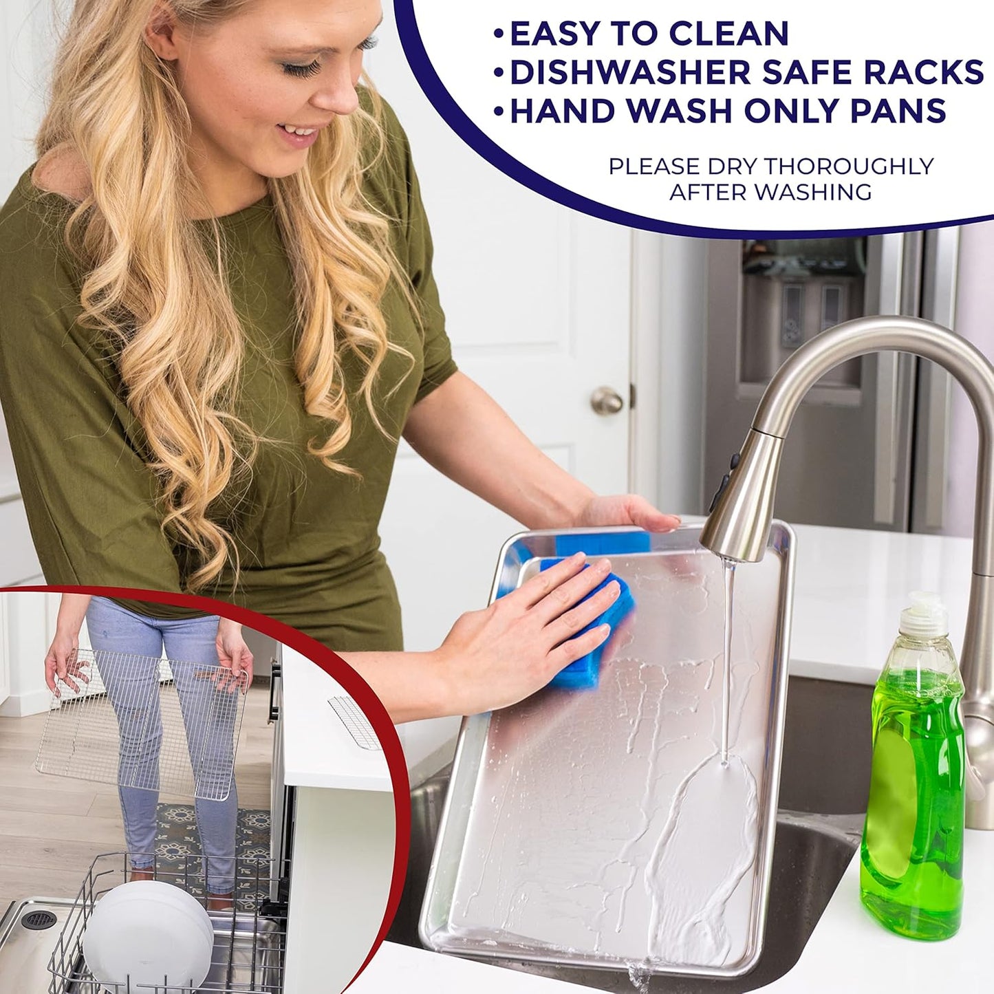 KITCHENATICS Aluminum Jelly Roll Pan 15x10 and Stainless Steel Rack Set, Baking Pan with Rack for Oven Cooking, Baking Sheet with Cooling Rack - Heavy Duty Sheet Pan and Bacon Rack