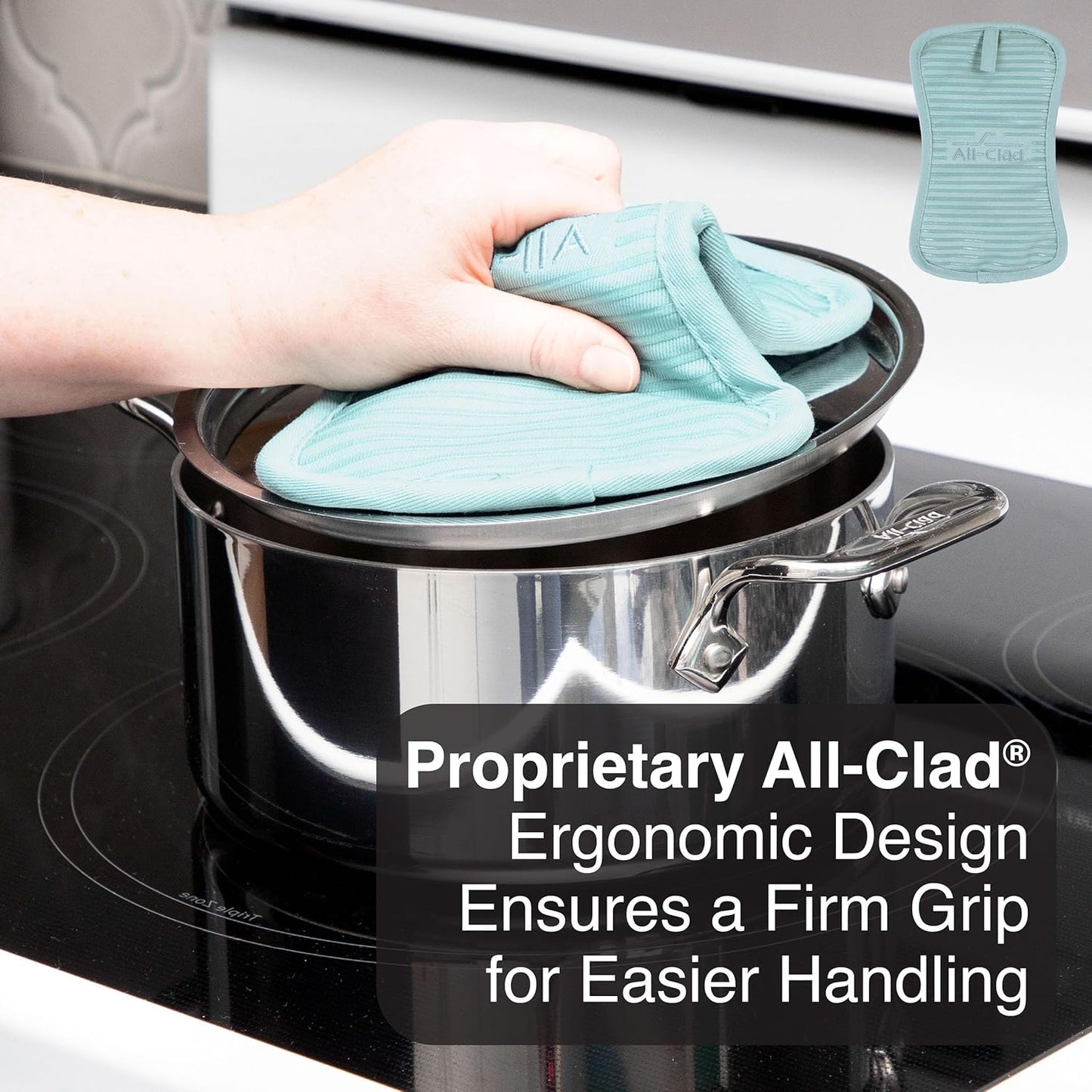 All-Clad Premium Pot Holder & Hot Pad: Heat Resistant up to 500 Degrees - 100% Cotton, 10"x6.25" Hot Pad for Kitchen and Barbeque, 1-Pack, Rainfall