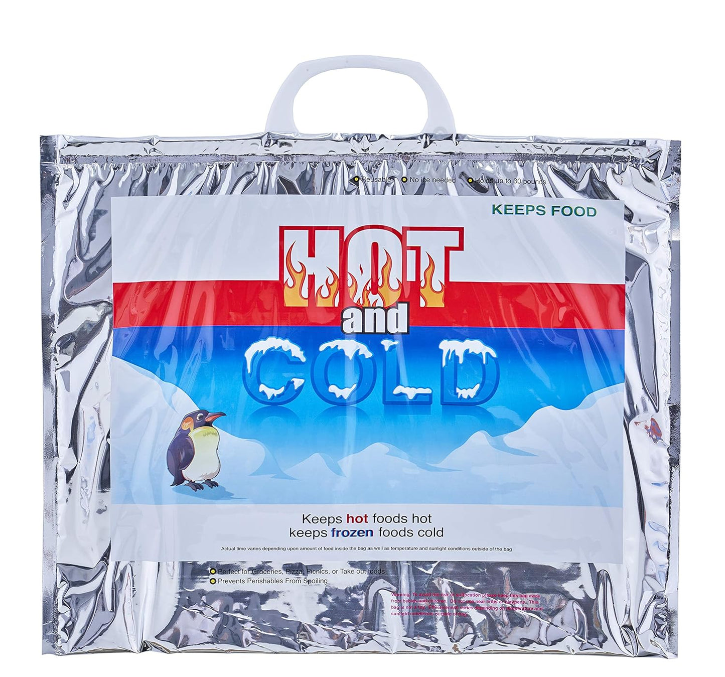 Superio Hot and Cold Insulated Bags for Food Delivery, Grocery Shopping Bags, Food Storage for Hot and Frozen Food for Travel, Disposable Cooler Bag, Reinforced Thermal Lunch Bag (1, 15.5"x13")