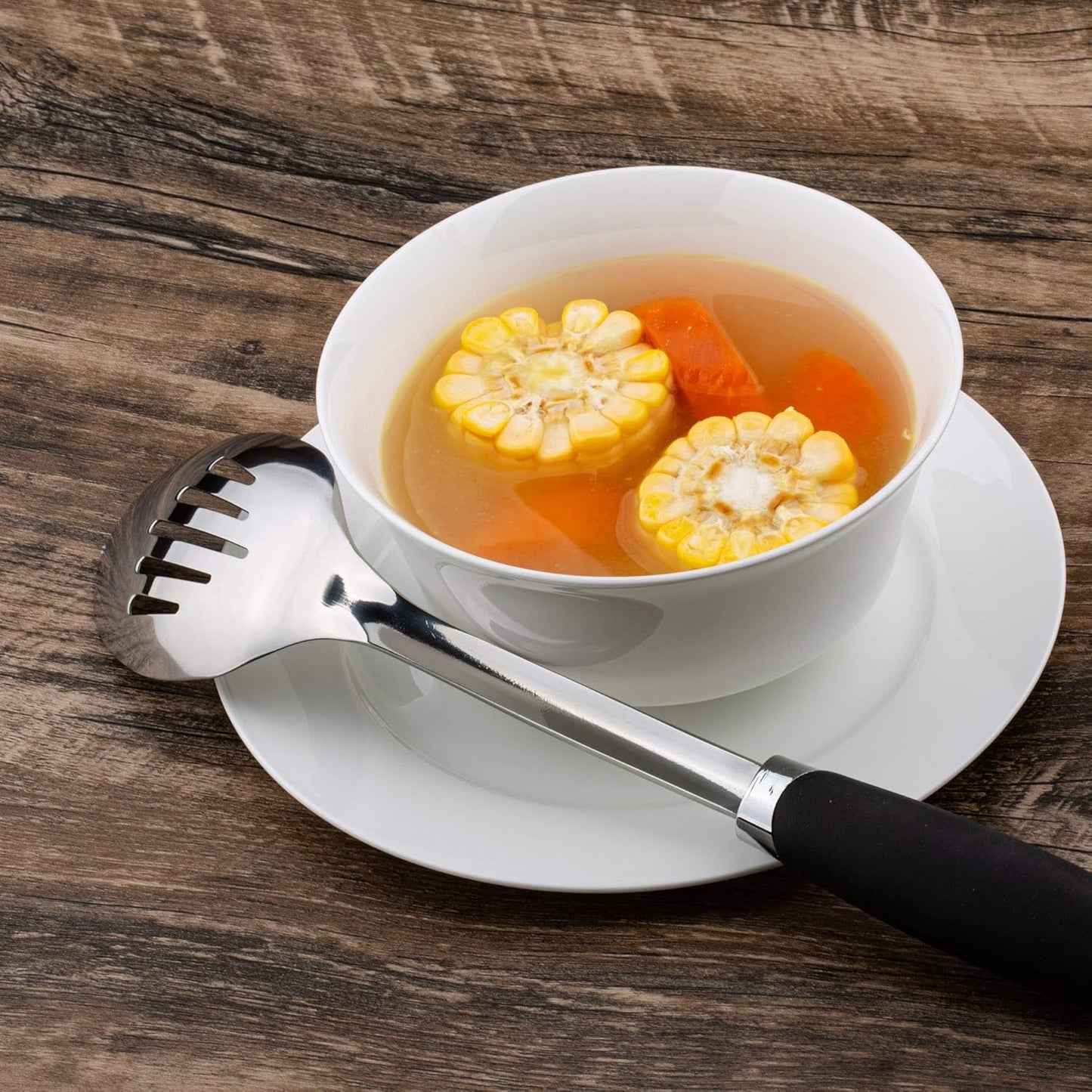 Brushed Stainless Steel Non-Slip Ergonomic Handle Spoon