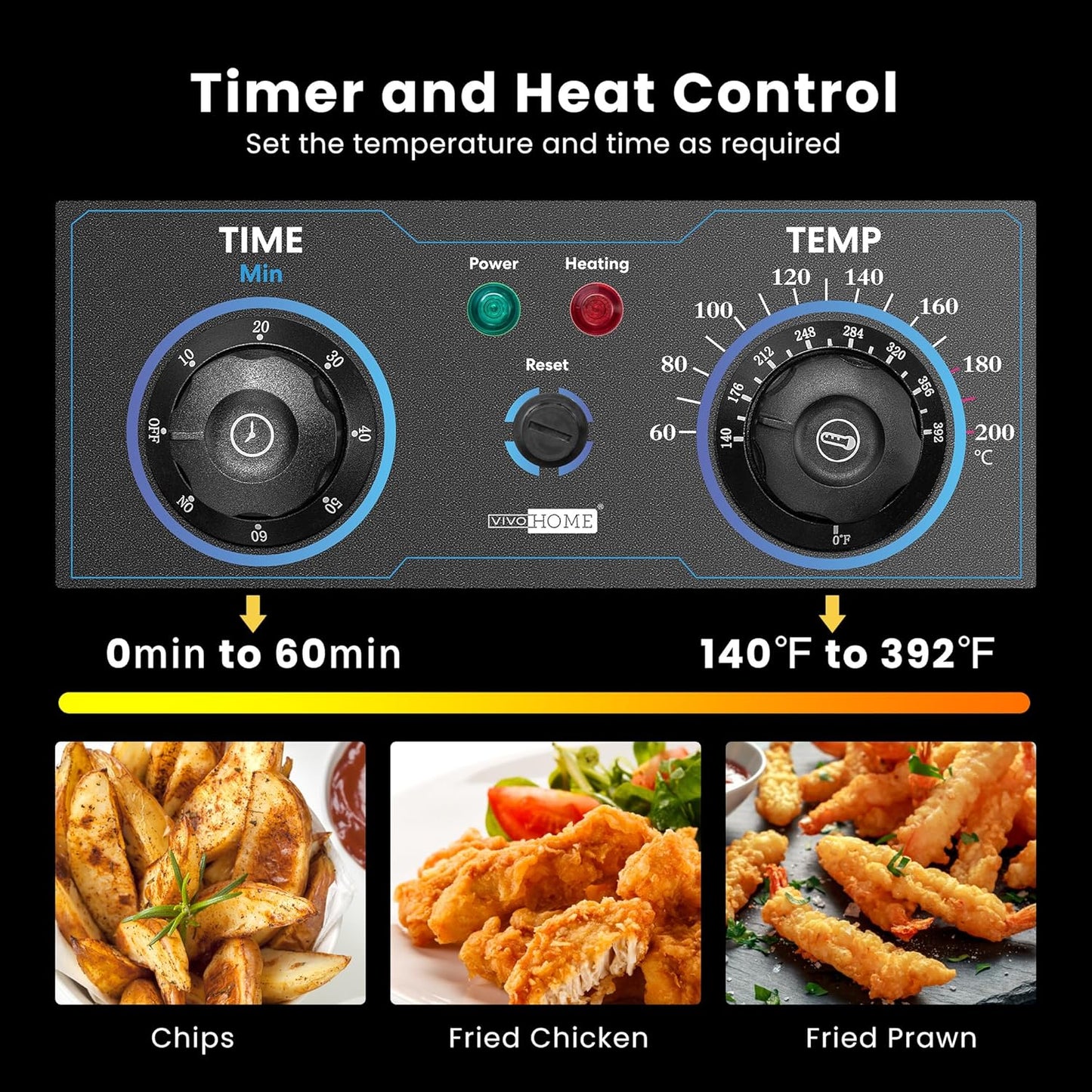 VIVOHOME 5000W 20.7 Qt Electric Deep Fryer with 60-Min Timer and Temperature Control, 2 x 6.35 QT Removable Baskets for Commercial and Home Use