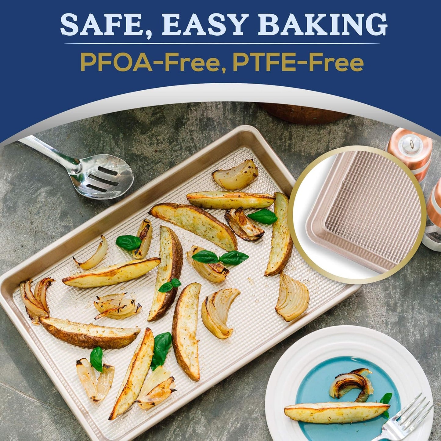 Ultra Cuisine Jelly Roll Baking Sheet Pan - Nonstick - Warp and Scratch Resistant - Enhanced Airflow - Durable Carbon Steel Design - Professional Roasting Quality - Baking Sheets Oven - 10 x 15 inch