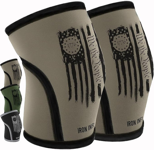 Knee Sleeves for Weightlifting & Powerlifting (7mm Pair) For Men & Women - Knee Wraps for Weight Lifting, Squats, Fitness, Gym Workout, Crossfit - IPF Approved Knee Compression Sleeve Support