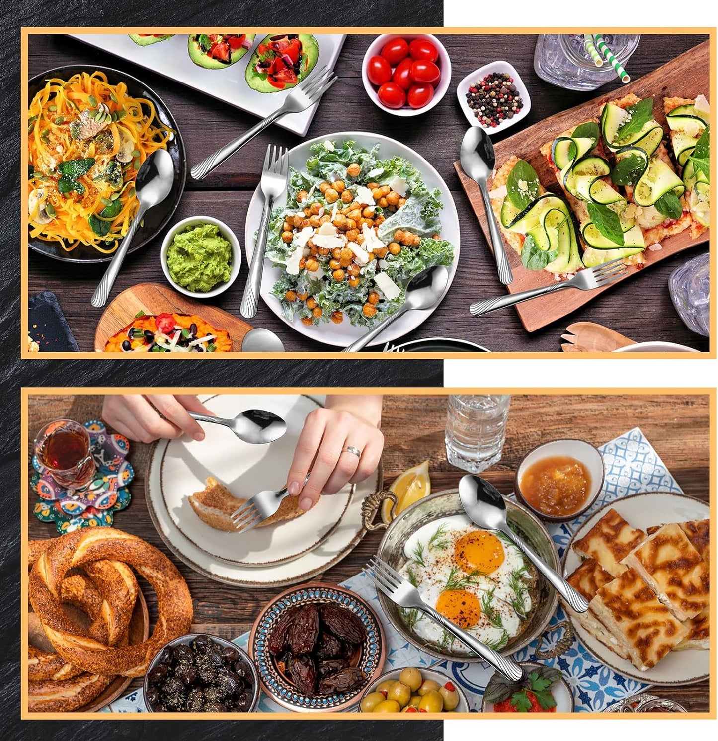 200 Pcs Dinner Forks and Spoons Silverware Set Heavy Duty Stainless Steel Flatware Cutlery Metal Included 100 6.7 Inch Forks and 100 6.7 Inch Spoons, Mirror Polished, Dishwasher Safe