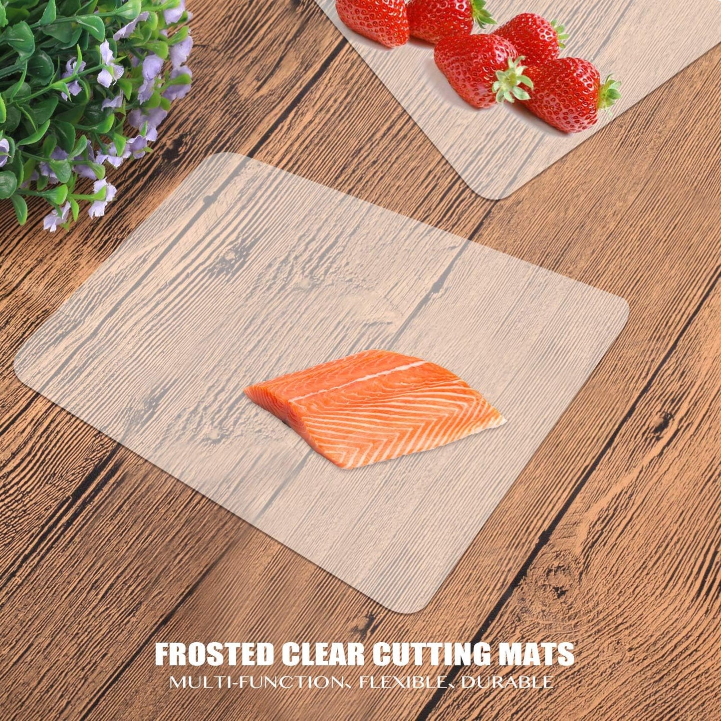 Fotouzy Flexible Plastic Cutting Boards for Kitchen, 4 Frosted Clear Cutting Mats 15 x 12 In, BPA-Free, Non-Porous, and Dishwasher Safe, Set of 4