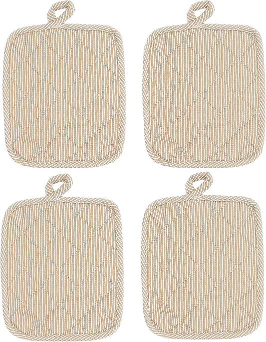 American Linen Pot Holders, Hot Pads, Table Pads for Kitchen and Dining Table, Non Slip Heat Resistant Hot Pot Holder (Beige, 4 Pack)