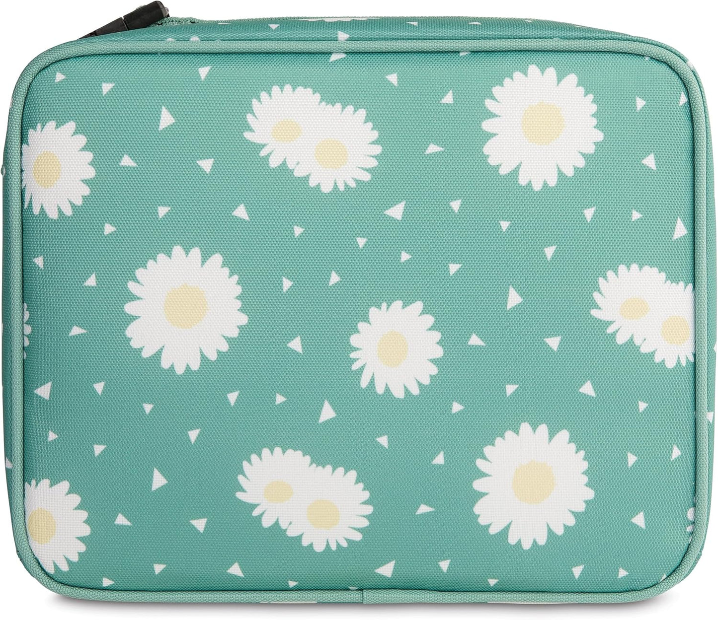 PackIt Freezable Classic Lunch Box, Daisy Sage, Built with ECOFREEZE Technology, Collapsible, Reusable, Zip Closure With Zip Front Pocket and Buckle Handle, Designed for Fresh Lunch On the Go