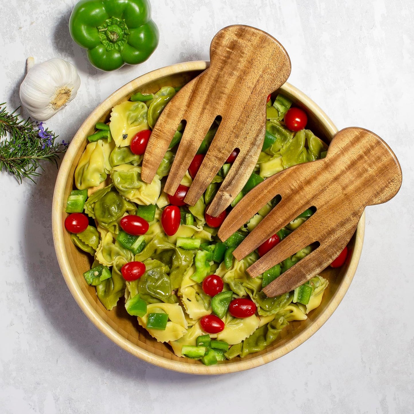 Salad Hands – Acacia Wood Salad Serving Utensils for Tossing & Serving