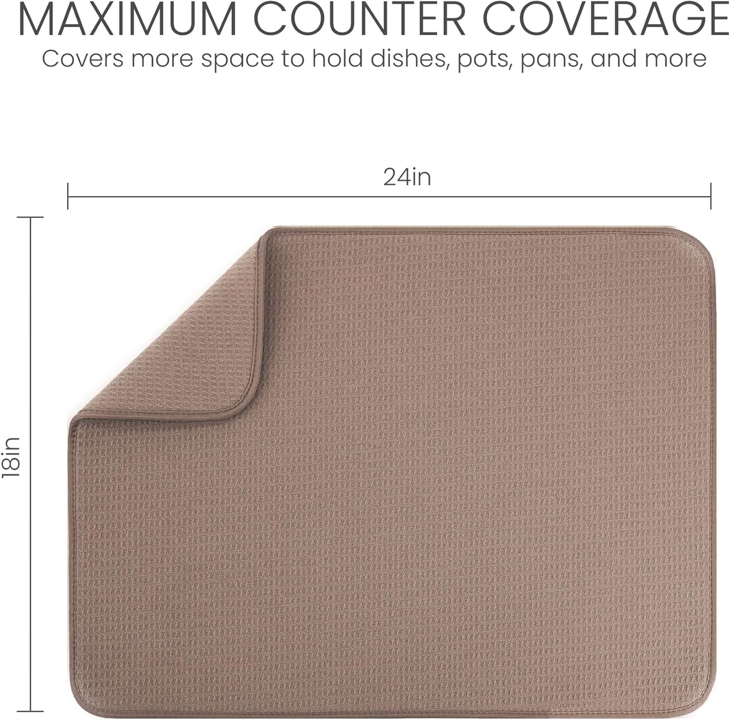 Bellemain XXL Dish Mat 24" x 17" ( LARGEST MAT ) Microfiber Dish Drying Mat , Super absorbent ( Mocha )