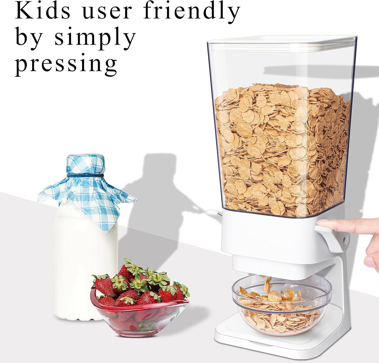 Cereal Dispenser Countertop, 5L Cereal Containers Storage Dispenser for Pantry, Large Dry Food Cereal Dispenser, Not Easy to Crush Cereal, Can Hold Oatmeal, Snack, Grain, Pet Food (White, 2Pc)
