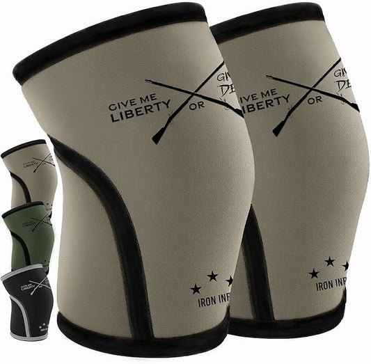 Knee Sleeves for Weightlifting & Powerlifting (7mm Pair) For Men & Women - Knee Wraps for Weight Lifting, Squats, Fitness, Gym Workout, Crossfit - IPF Approved Knee Compression Sleeve Support