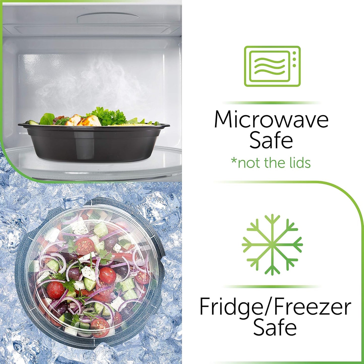 PrepNaturals Reusable Plastic Containers with Lids, 10 Pack, Black, Meal Prep Bowls, Lunch Containers, BPA, PVC and Phthalate Free, Microwave and Freezer Safe