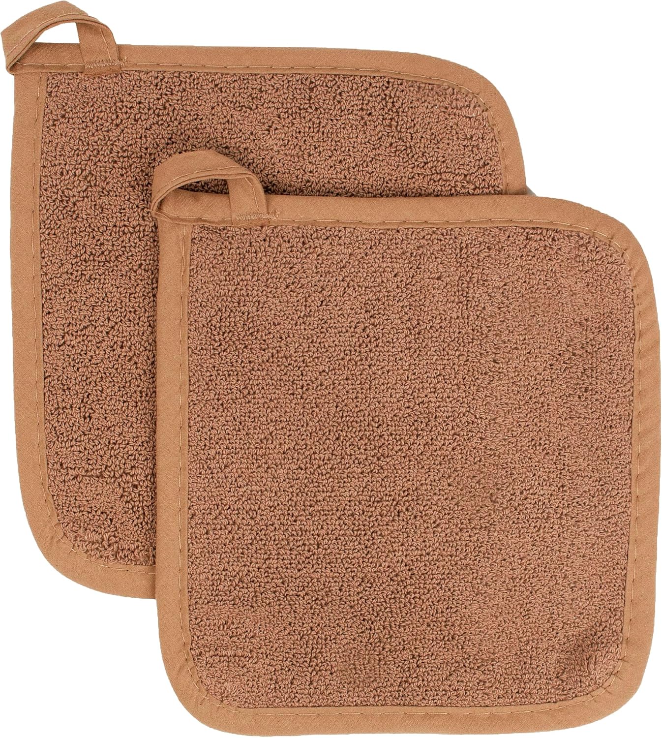 RITZ Terry Potholder & Hot Pad: Unparalleled Heat Resistant, Durable 100% Cotton – Ergonomically Designed for Optimal Grip – Easy-Care Machine Washable – 2-Pack, Copper