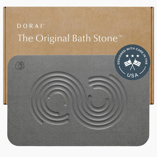 Dorai Home Bath Stone Mat 23.6"x15.4" – Quick-Dry, Non-Slip Diatomite Stone Bath Mat for Bathroom, Zen Slate