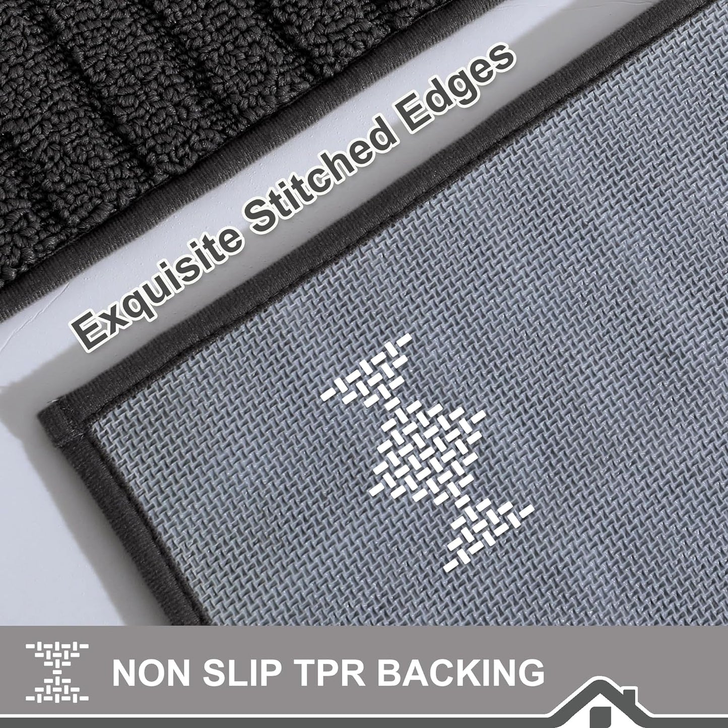 BEQHAUSE-Kitchen-Rugs-and-Mats Non Slip Kitchen Mats for Floor Absorbent Kitchen Rugs Machine Washable Kitchen Floor Mat,Black 20”x30”