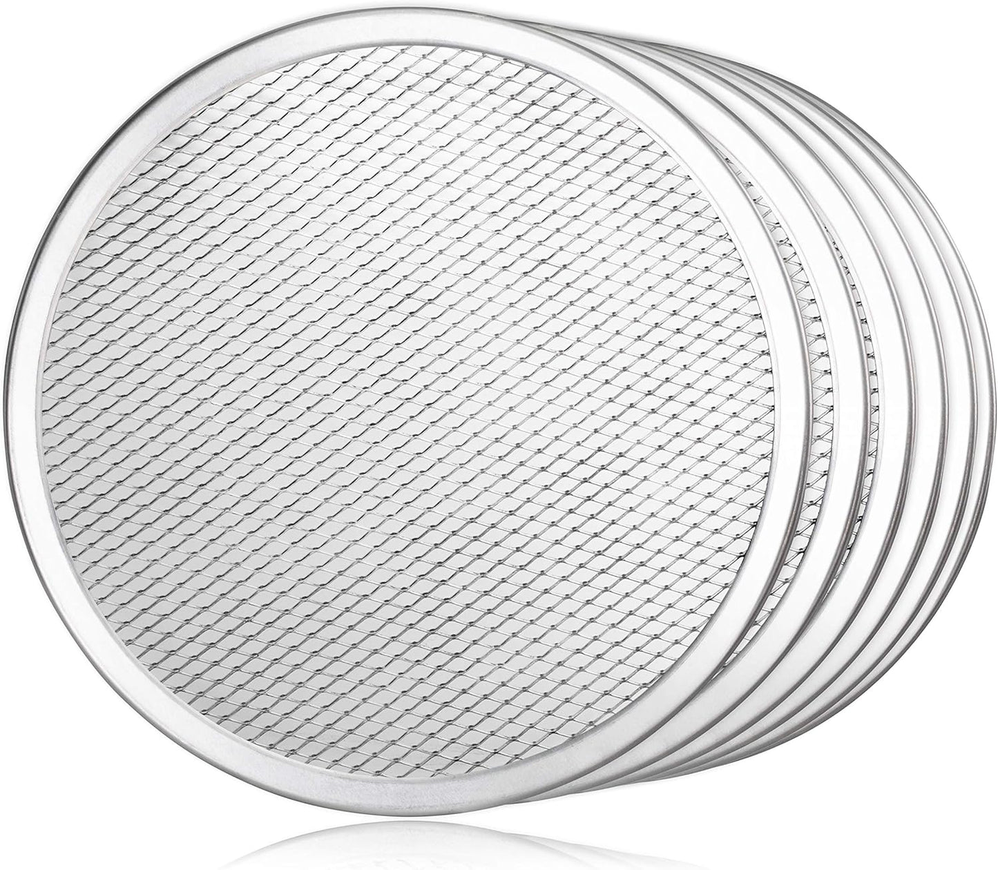 New Star Foodservice 50943 Restaurant-Grade Aluminum Pizza Baking Screen, Seamless, 10-Inch, Pack of 6