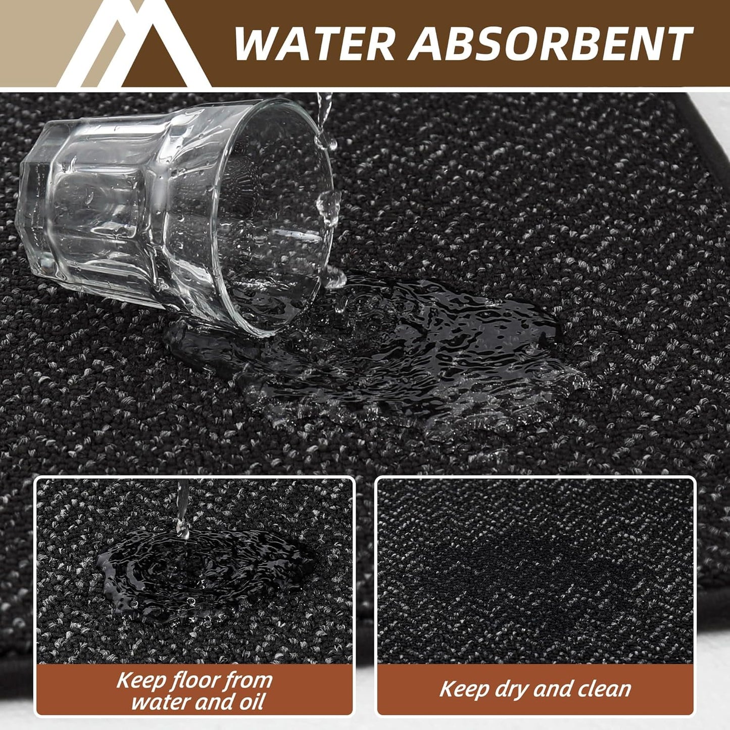 COSY HOMEER Kitchen Rugs 20"x32" Non-Slip Kitchen Mats for Floor Absorbent Stain Resistant Kitchen Floor Mat Machine Washable Rugs for Kitchen,Hallway,Sink,Black