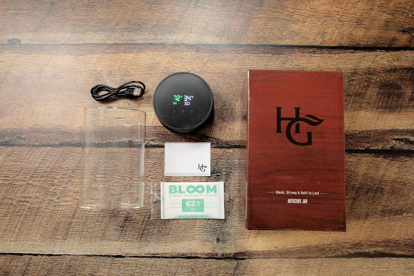 Herb Guard Auto-Cure Smart Jar and Vacuum Seal Curing Jar with Built In Hygrometer (1 Liter / 2 Oz Capacity) Curing Kit & Child Resistant Container Keeps Herbs and Serving Spices Fresh for Months