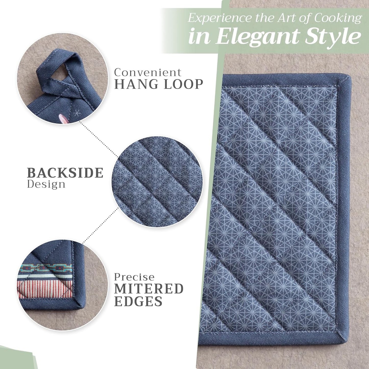 Maison d' Hermine Pot Holders 100% Cotton Heat Resistant Potholders 8" x 8" Hot Pads with Loop BBQ, Cooking, Baking, Grilling, Kitchen, Handling Hot Pans (Pack of 1, Christmas Joy)