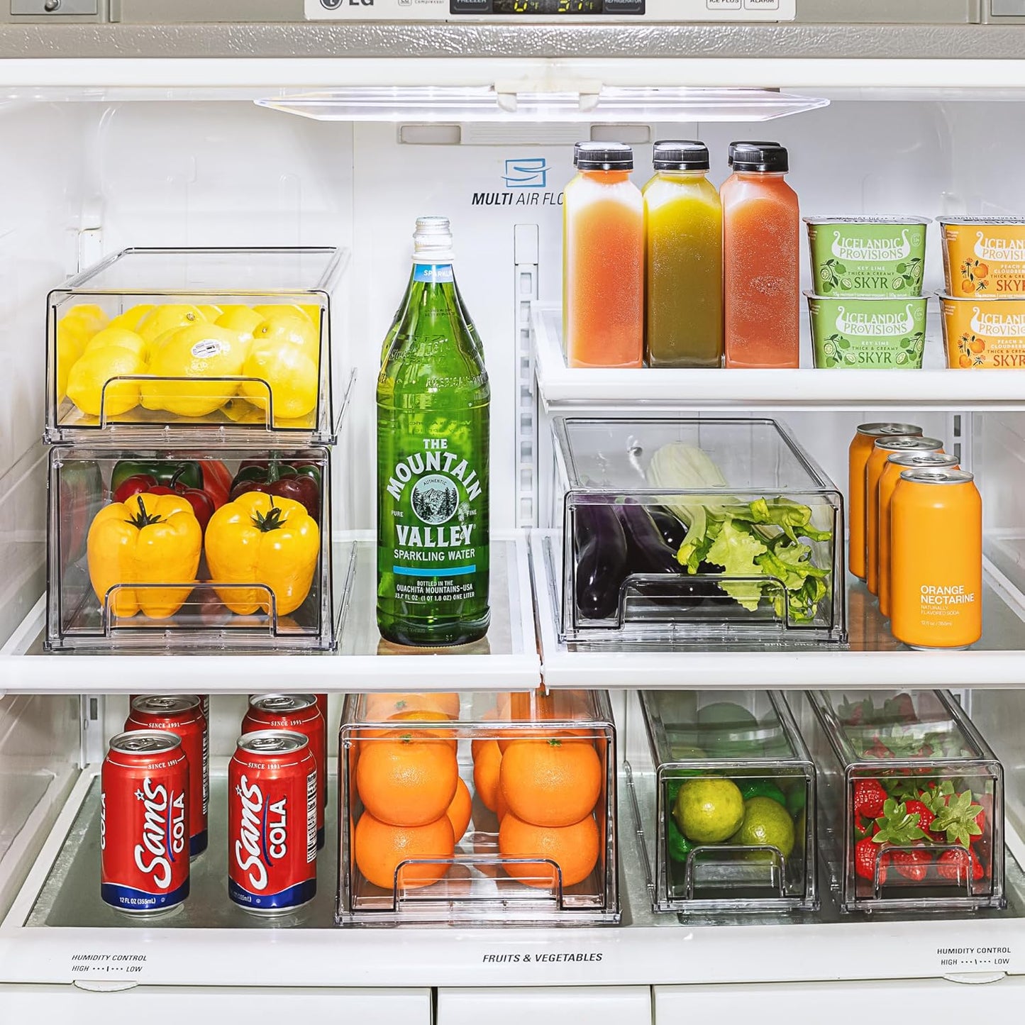 Sorbus Large Clear Storage Drawers (4 Pack) – Stackable Pull-Out Storage Bins with Handles, Slide Out Organizer Drawers for Pantry, Fridge, Kitchen – Acrylic Drawer Organizers