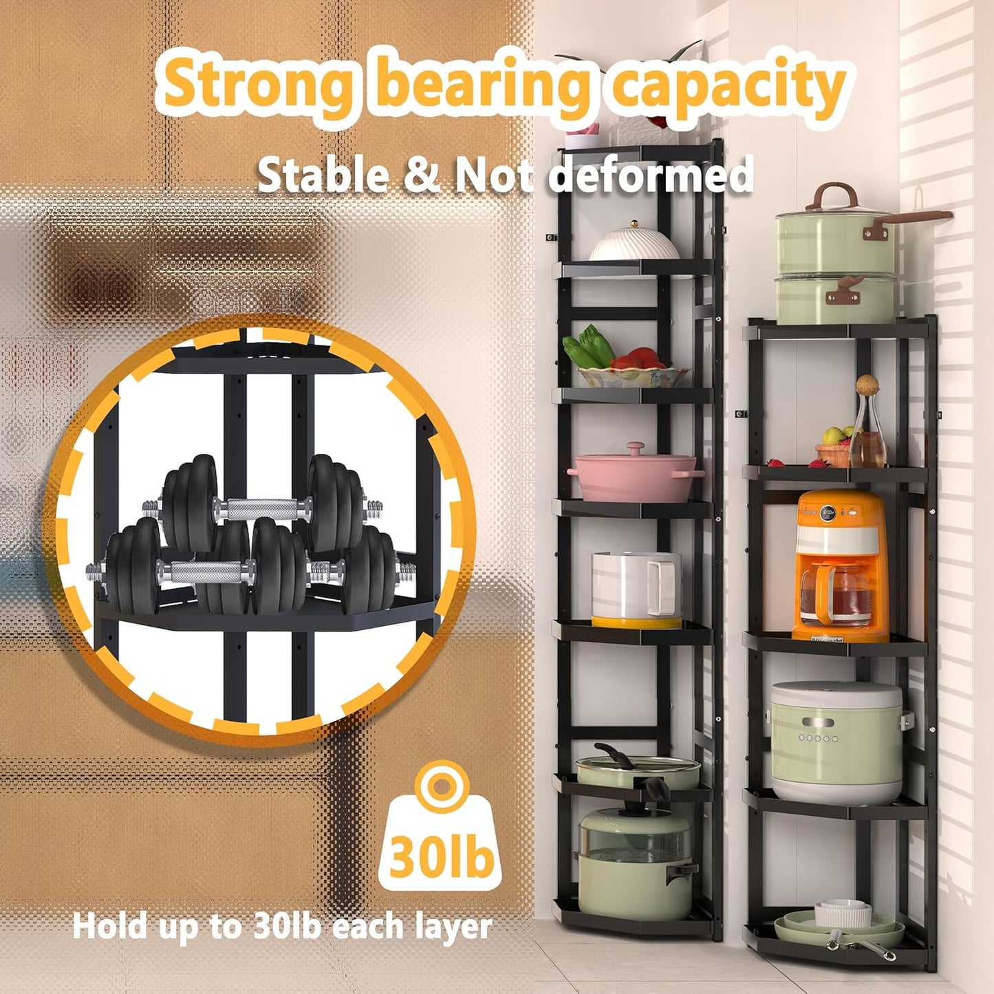 5-Tier Multifunctional Adjustable Pan & Pot Rack for Kitchen, Pan Organizer, Pot Lid Organizer (Big Corner 5-tier)