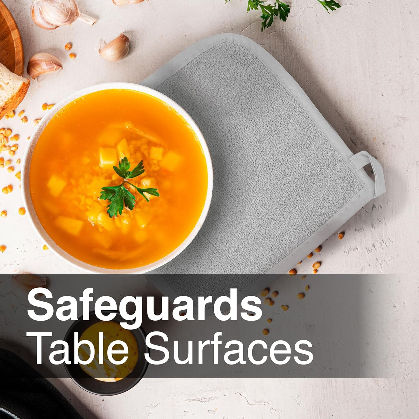 RITZ Terry Potholder & Hot Pad: Unparalleled Heat Resistant, Durable 100% Cotton – Ergonomically Designed for Optimal Grip – Easy-Care Machine Washable – 2-Pack, Titanium