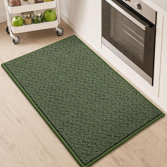COSY HOMEER Kitchen Rugs 20"x32" Non-Slip Kitchen Mats for Floor Absorbent Stain Resistant Kitchen Floor Mat Machine Washable Rugs for Kitchen,Hallway,Sink,Green