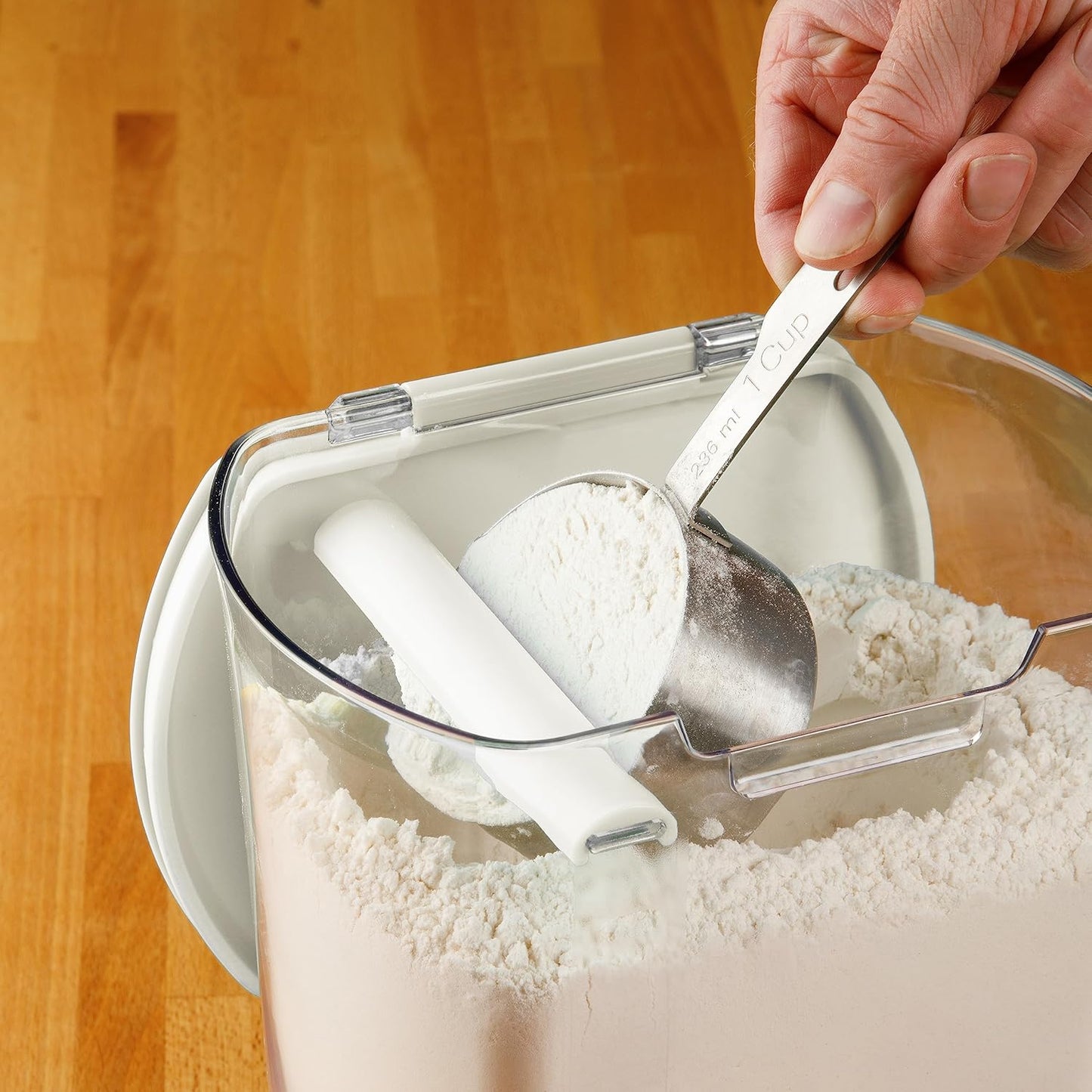 Progressive ProKeeper Baker's Airtight Kitchen Storage Canister Container Set for Flour, Sugar & More, Keeps Ingredients Fresh, with Accessories (White, 6- Piece)