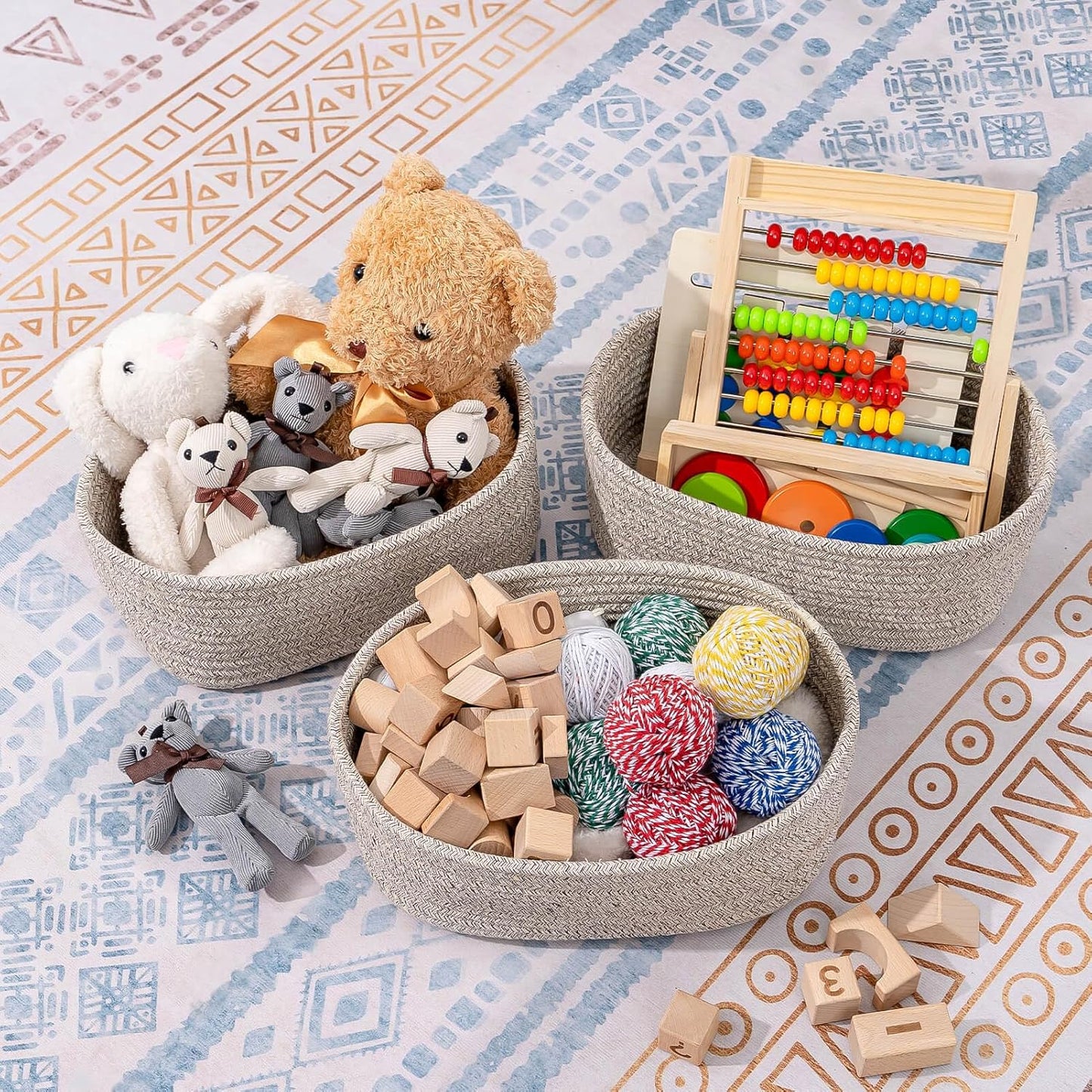 CubesLand Small Storage Baskets for Shelf,Cube Organizer Basket Bin,Woven Baskets for Shelves,Soft Toys Storage Basket,Baby Nursery Basket Bin,Home Decor 12 x 8 x 5.11 inches Light Brown