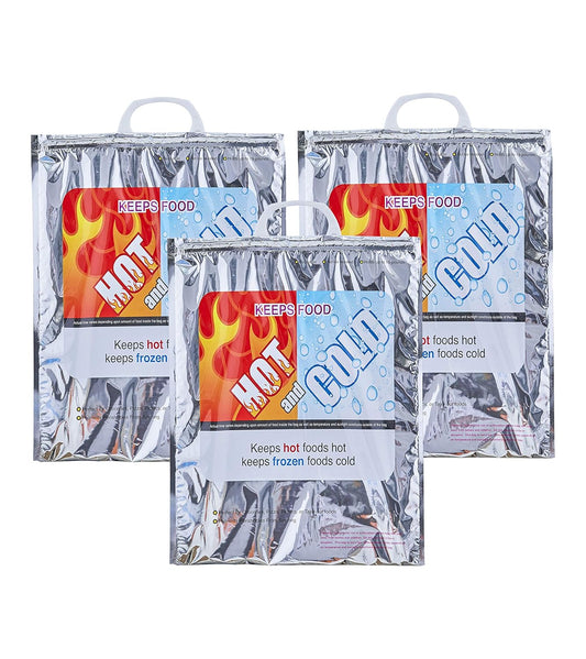 Superio Hot and Cold Insulated Bags for Food Delivery, Grocery Shopping Bags, Food Storage for Hot and Frozen Food for Travel, Disposable Cooler Bag, Reinforced Thermal Lunch Bag (3, 13.5"x17.5")