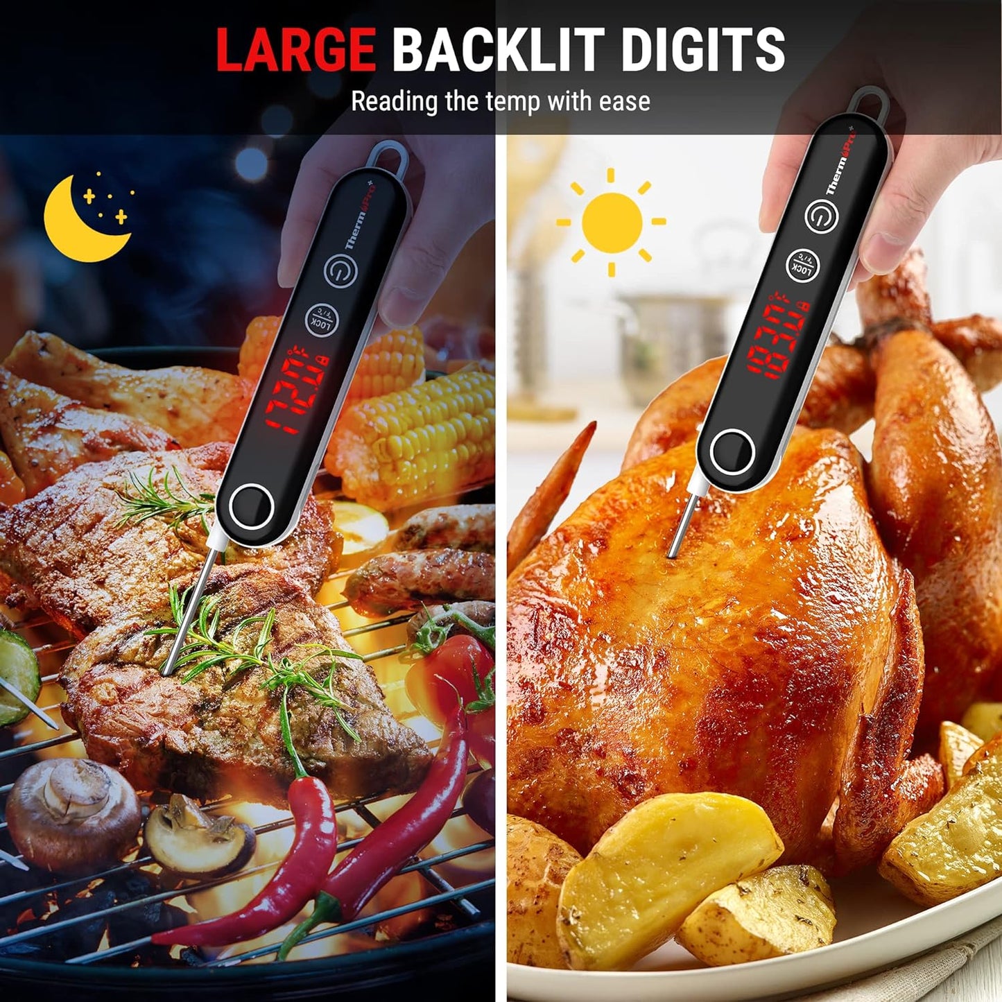 ThermoPro TP18 Instant Read Meat Thermometer Digital with Thermocouple Sensor, Cooking Food Thermometer for Grill, Smoker, BBQ, Oil Deep Frying, Candy, Kitchen Thermometer