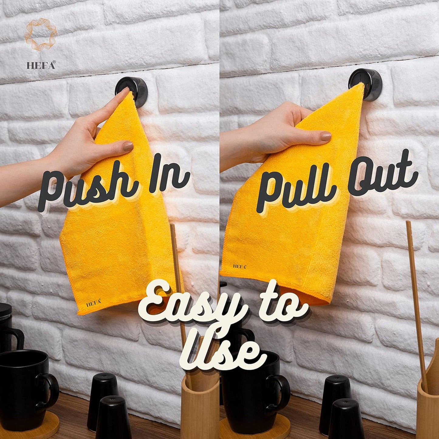 HEFA Towel Holder, Towel Hooks, Dish Towel Holder, Kitchen Organization, Bathroom Accesories, Kitchen Towel Hook, Kitchen Towel Holder, Hand Towel Holder, Kitchen Gadgets 4 Pack