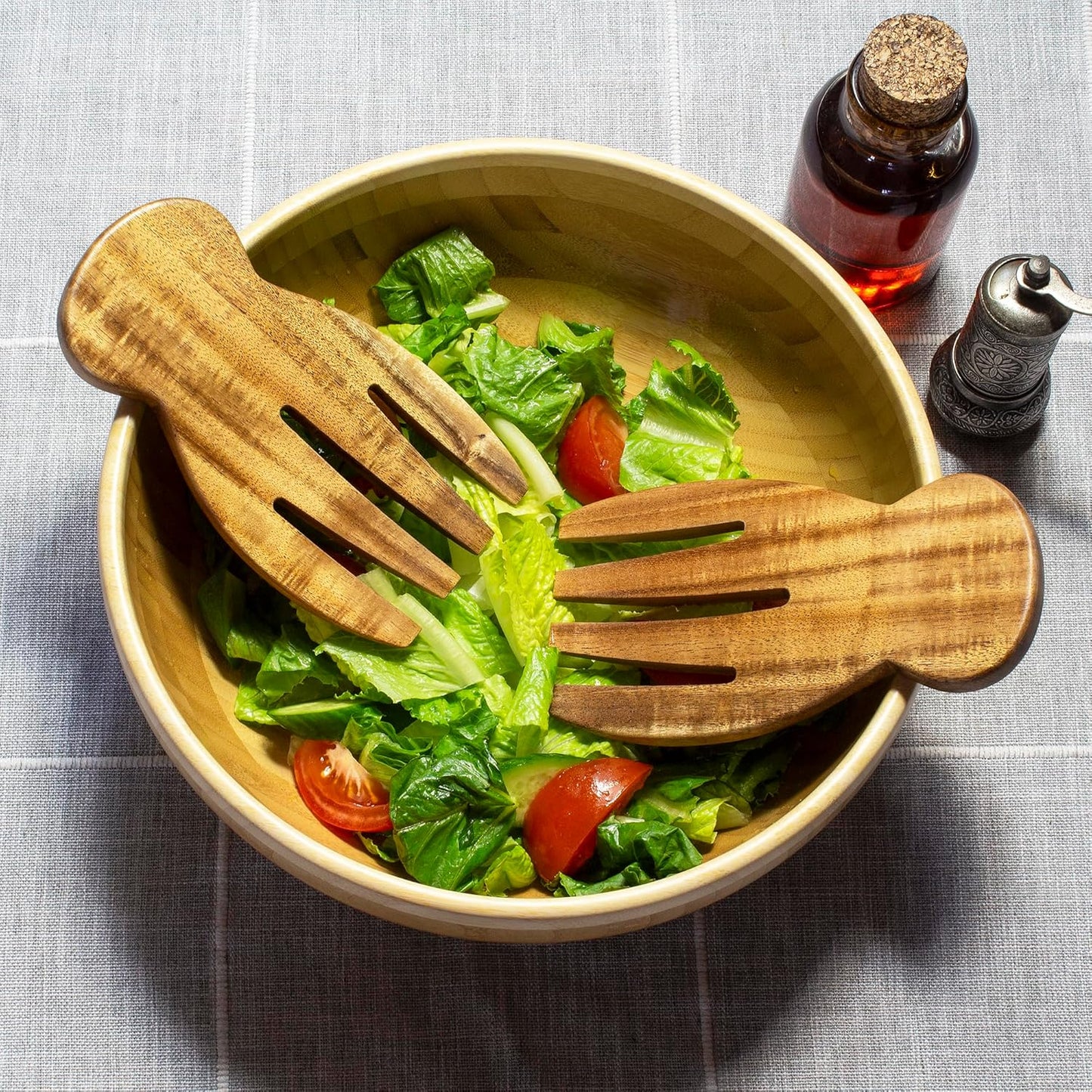 Salad Hands – Acacia Wood Salad Serving Utensils for Tossing & Serving