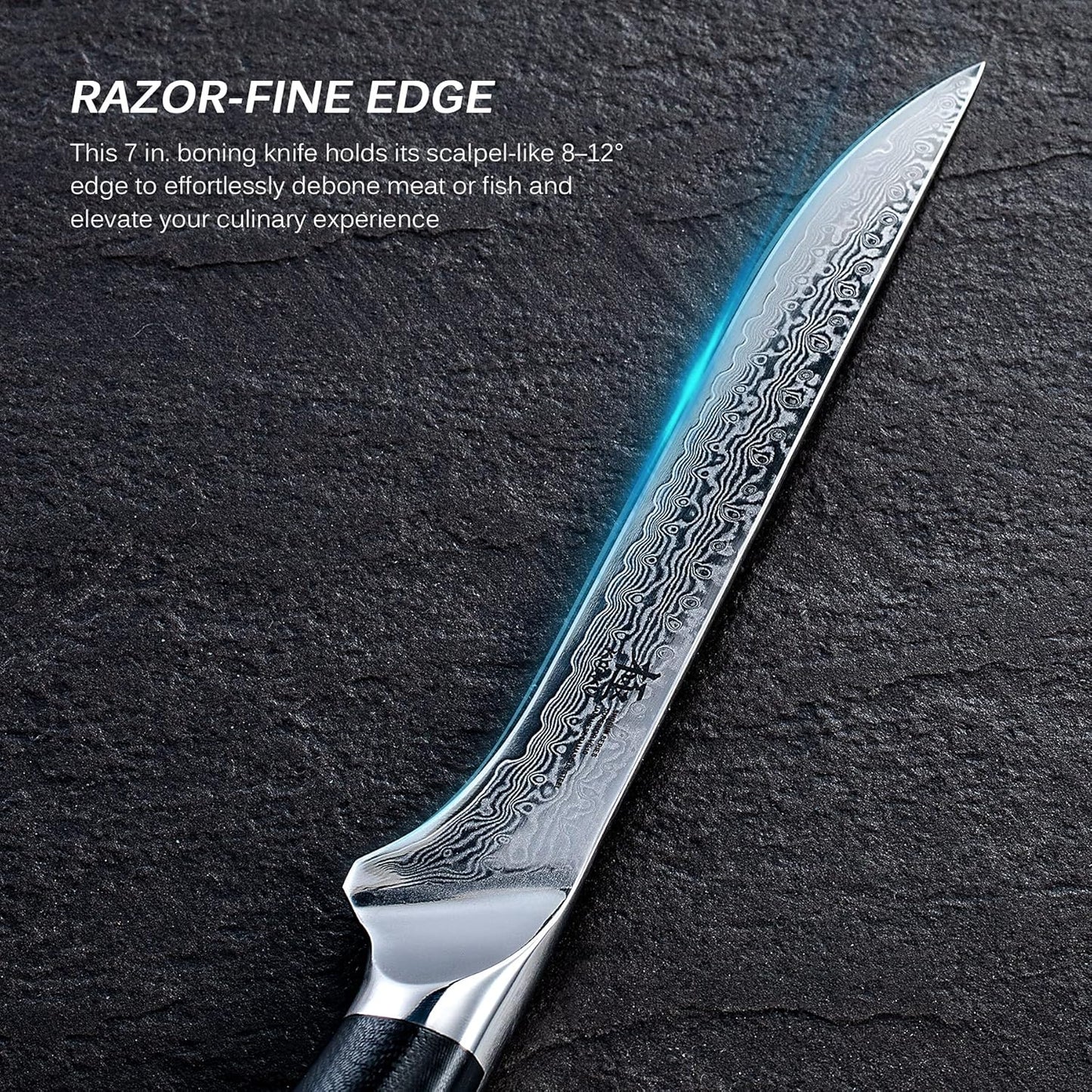KYOKU Boning Knife - 7" - Shogun Series - Japanese VG10 Steel Core Forged Damascus Blade - with Sheath & Case